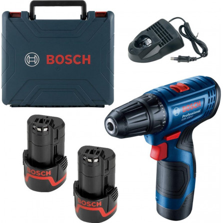 Bosch GSR 120 akumulatora urbjmašīnu komplekts, 12 V, 2 x 2,0 Ah + korpuss