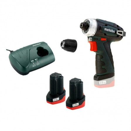 Akumulatora skrūvgrieža Metabo PowerMaxx SB Basic (600984000) komplekts, 12 V, 2 x 2 Ah, lādētājs