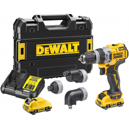 Dewalt bezvadu urbjmašīnu komplekts DCD703L2T komplekts 12V 2 x 3,0Ah lādētājs + galviņas + korpuss