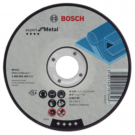 Griešanas disks metālam Bosch, 115 x 22,23 x 2,5 mm, 1 gab.
