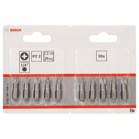 Bosch vītņurbjmašīnu komplekts, 10 gab, PZ2, 25 mm