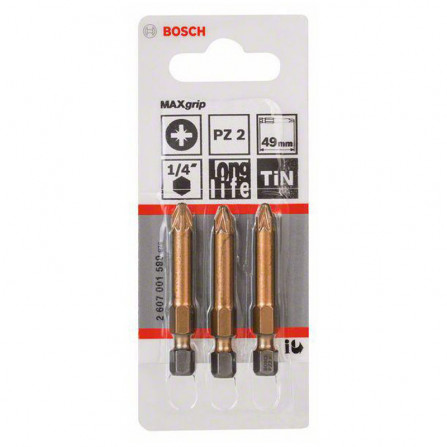 Bosch vītņurbjmašīnu komplekts Max Grip, 3 gab., PZ2, 49 mm