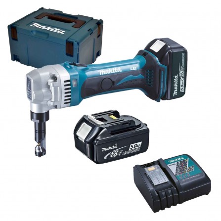 Makita DJN161RTJ bezvadu skārda šķēres, 18 V, 2 x 5 Ah, lādētājs + futrālis