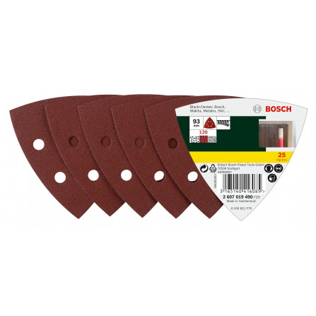 Bosch slīpēšanas papīra komplekts, 93 x 115 mm, 120 smiltis, 25 gab.