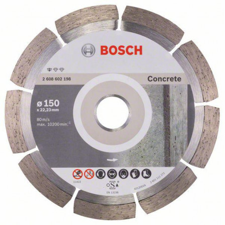 Dimanta griešanas disks betonam Bosch Standard, 150 x 22,23 x 2 mm, 1 gab.