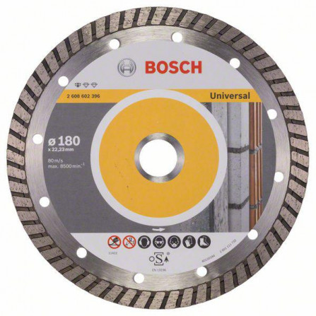 Universāls dimanta griešanas disks būvniecībai Bosch Standard Turbo, 180 x 22,23 x 2,5 mm, 1 gab.