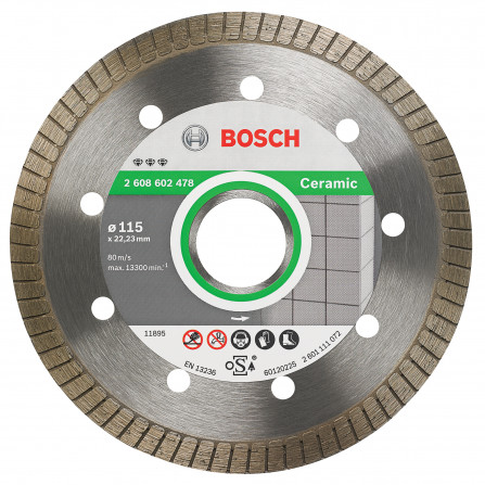 Dimanta griešanas disks keramikai Bosch Extra-Clean Turbo, 115 x 22,23 x 1,4 mm, 1 gab.