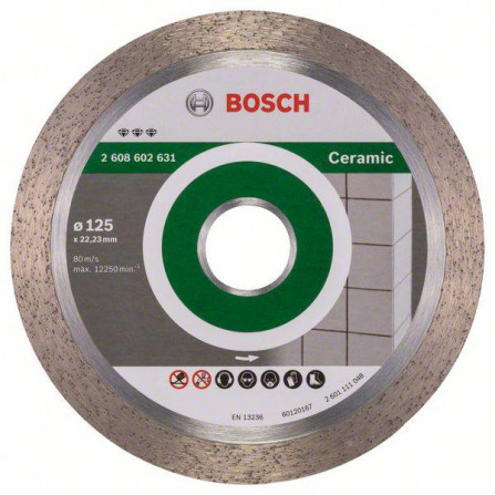 Dimanta griešanas disks keramikai Bosch, 125 x 22,23 x 1,8 mm, 1 gab.