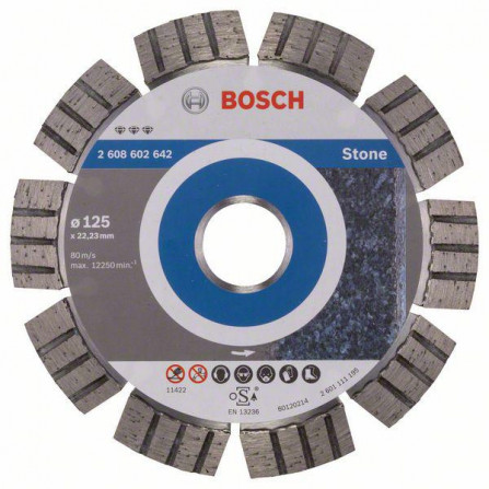 Dimanta griešanas disks akmenim Bosch Best, 125 x 22,23 x 2,2 mm, 1 gab.
