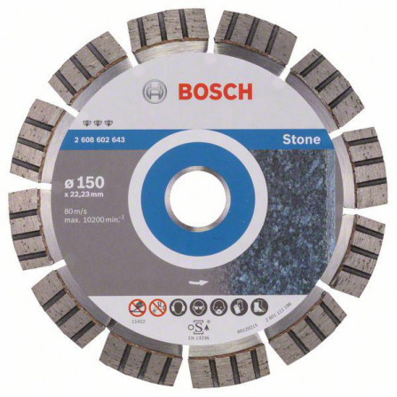 Dimanta griešanas disks akmenim Bosch, 150 x 22,23 x 2,4 mm, 1 gab.