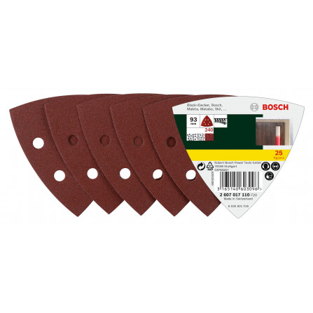 Bosch slīppapīra komplekts, 93 x 115 mm, 240 smiltis, 25 gab.