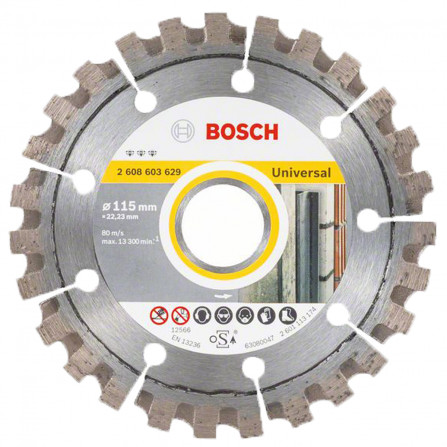 Universāls dimanta griešanas disks Bosch, 115 x 22,23 x 2,6 mm, 1 gab.