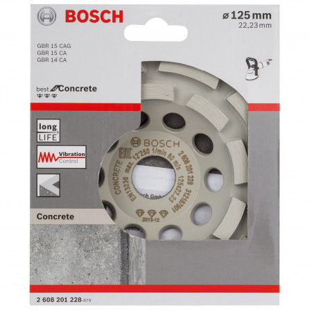 Universāls dimanta slīpēšanas disks betonam Bosch, 125 x 22,23 x 4,5 mm, 1 gab. (2608201228)