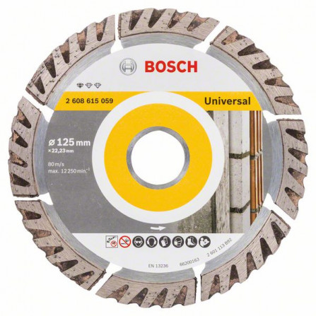Universāls dimanta griešanas disks būvniecībai Bosch, 125 x 22,23 x 2 mm, 1 gab.