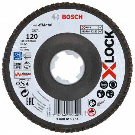 Griešanas disks metālam Bosch, X-Lock, 125 x 22,23 mm, 1 gab.