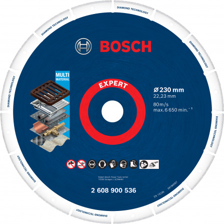 Dimanta griešanas disks čugunam un tēraudam Bosch, 230 x 22,23 mm, 1 gab.