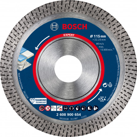 Dimanta griešanas disks keramikai Bosch Expert, 115 x 22,23 x 1,4 mm, 1 gab.