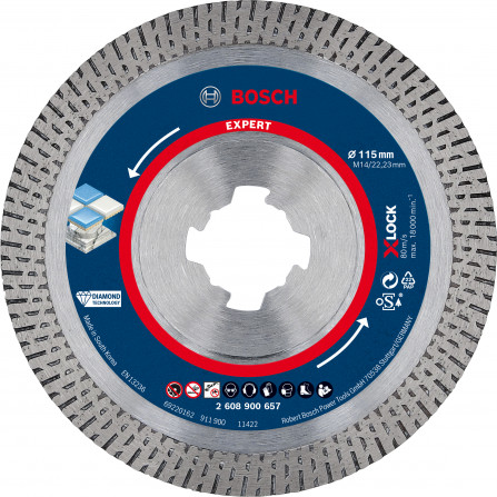 Dimanta griešanas disks cietajai keramikai Bosch Expert X-Lock, 115 x 22,23 x 1,6 mm, 1 gab.