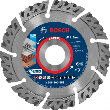 Universāls dimanta griešanas disks Bosch, 115 x 22,23 x 2,2 mm, 1 gab.