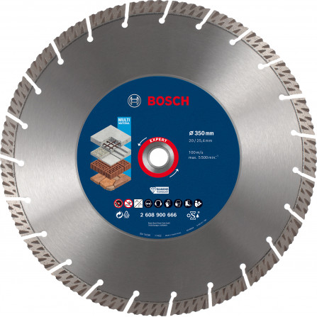 Universāls dimanta griešanas disks būvniecībai Bosch Expert, 350 x 20/25,40 x 3,3 mm, 1 gab.