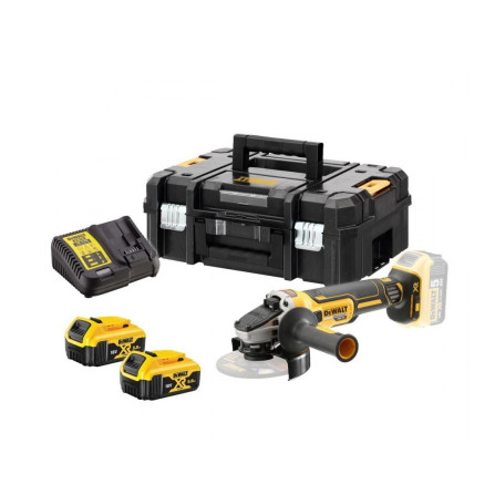 Dewalt bezvadu leņķa slīpmašīnas komplekts DCG405P2 125mm 18V 2 x 5Ah lādētājs + korpuss