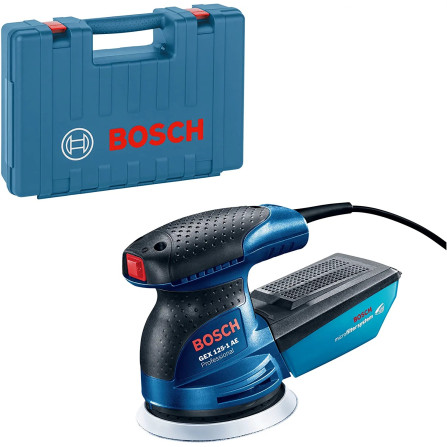 Elektriskā ekscentriskā slīpmašīna Bosch GEX 125-1 AE, 250 W, 125 mm, slīpēšanas loksnes 3 gab. + čemodāns