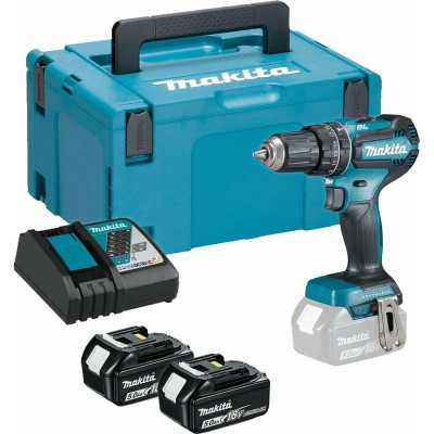 Bezvada trieciengriezējs Makita DHP485RTJ (+2x akumulatori + lādētājs + futrālis MACPAC 2)