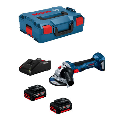 Akumulatora leņķa slīpmašīna Bosch GWS 18V-7 (+2x akumulatori + lādētājs + futrālis L-Boxx 136)