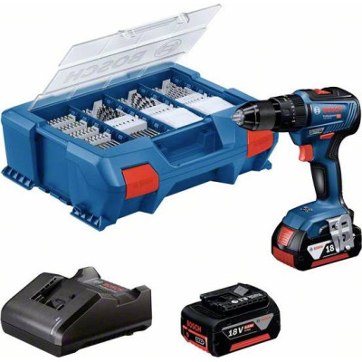 Akumulatora bezsuku triecienurbjmašīna Bosch GSB 18V-55 (+ 2x akumulatori + lādētājs + L-Case Pick & Click)