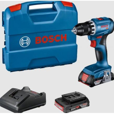 Akumulatora urbjmašīna Bosch GSR 18V-45 (+2x akumulatori + lādētājs + korpuss L-Case)