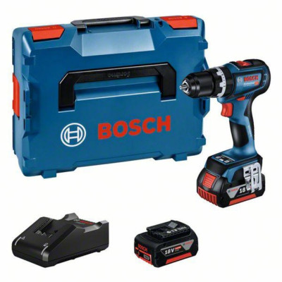 Akumulatora urbjmašīna Bosch GSB 18V-90 C (+2x akumulatori + lādētājs + futrālis L-Boxx 136)