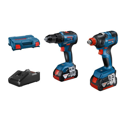 Bosch akumulatora instrumentu komplekts: GDX 18V-200 + GSR 18V-55 + 2 x 4,0 Ah + GAL 18V-40, 06019J2207