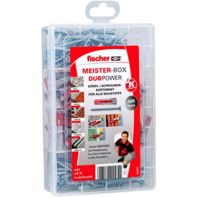 Fischer tapu komplekts ar skrūvēm Meisterbox DUOPOWER 160 gab.