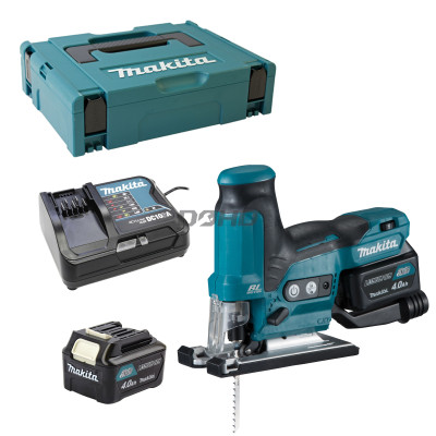 Makita JV102DSMJ bezvadu finierzāģu komplekts, 10.8V, 2 x 4Ah, lādētājs + futrālis