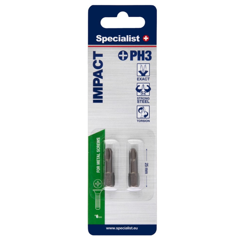 Screwdriver bits SPECIALIST PH3 2pcs. Screwdriver bits SPECIALIST PH3 2pcs.