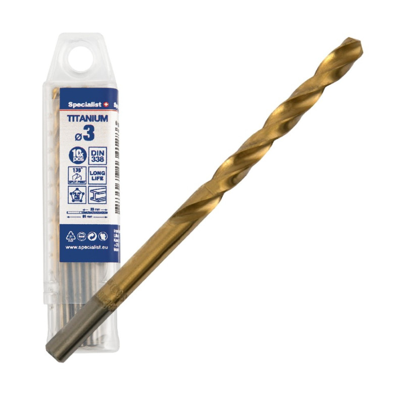 Specialist+ Titan drill bit 3 mm 10pcs Specialist+ Titan drill bit 3 mm 10pcs