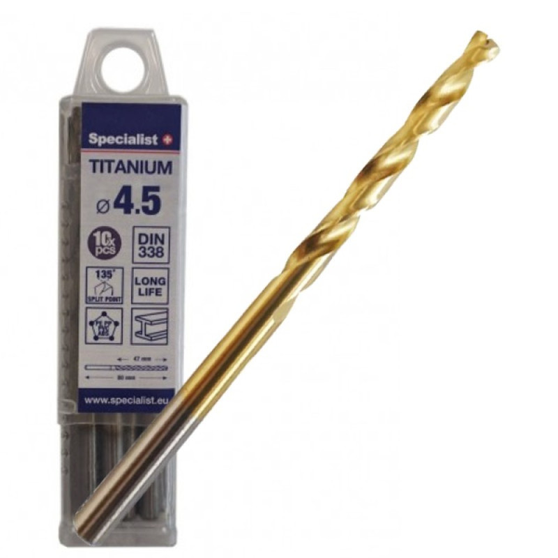 Specialist+ Titan drill bit 4,5 mm 10pcs Specialist+ Titan drill bit 4,5 mm 10pcs
