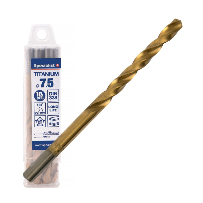 Specialist+ Titan drill bit 7,5 mm 10pcs Specialist+ Titan drill bit 7,5 mm 10pcs