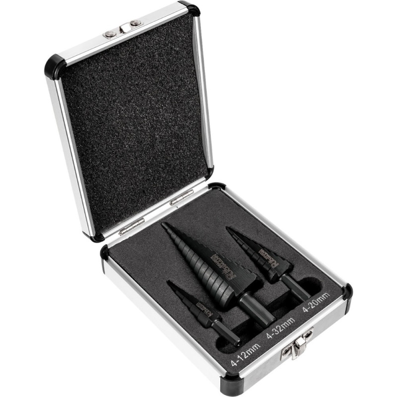 Step drills set 3 pcs 4-32 mm Step drills set 3 pcs 4-32 mm