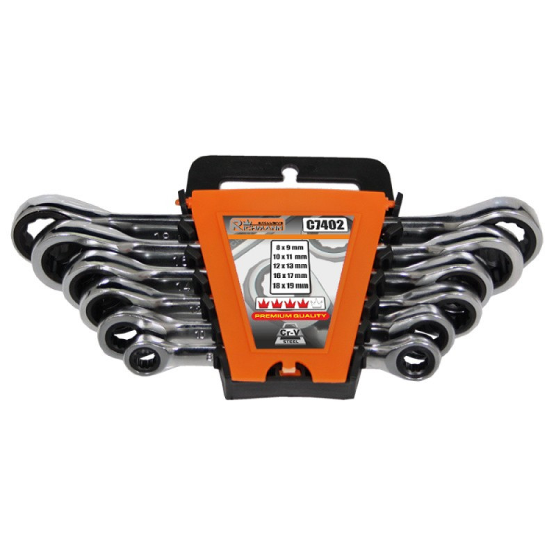 DOUBLE GEAR WRENCHES 8-19MM, 6 PCS, FULLY POLISHED DOUBLE GEAR WRENCHES 8-19MM, 6 PCS, FULLY POLISHED