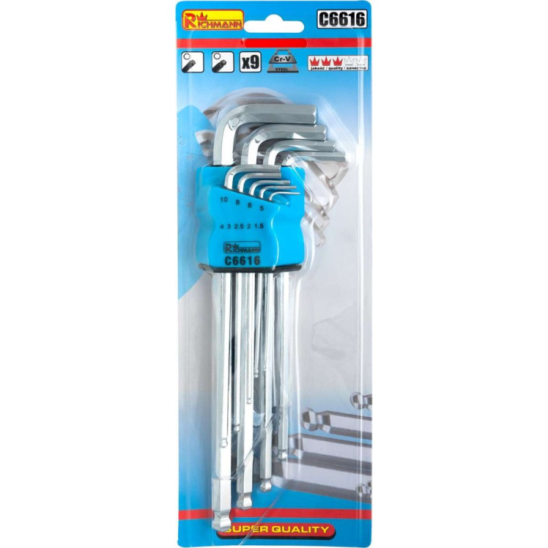 Hexagonal keys 1,5-10 mm Long Hexagonal keys 1,5-10 mm Long