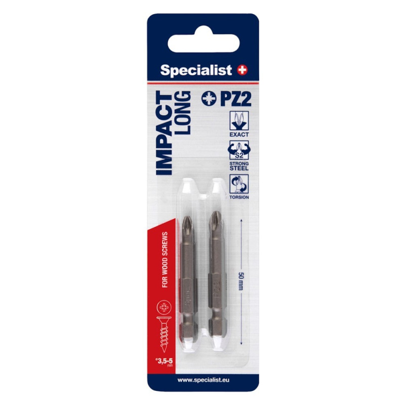 Screwdriver bits SPECIALIST PZ2 50mm 2pc Screwdriver bits SPECIALIST PZ2 50mm 2pc