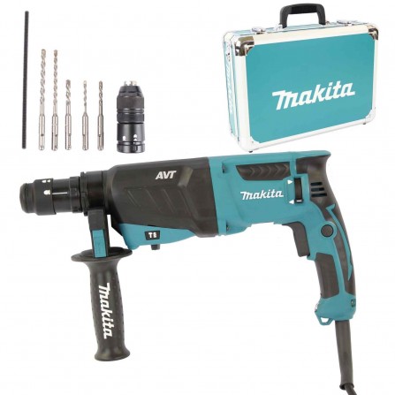 Elektriskais perforators Makita HR2631FT13, 800 W + urbju komplekts + korpuss