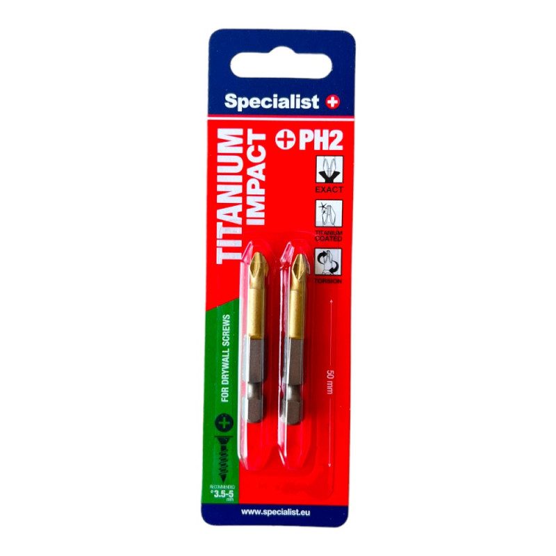 Specialist+ nozzle PH2 TITAN 50 mm 2 pcs. Specialist+ nozzle PH2 TITAN 50 mm 2 pcs.