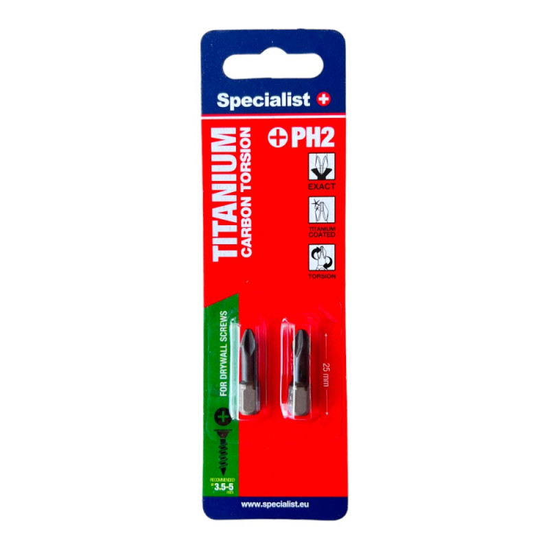 Specialist+ TITAN CARBON PH2 TORSION 2 pcs. Specialist+ TITAN CARBON PH2 TORSION 2 pcs.