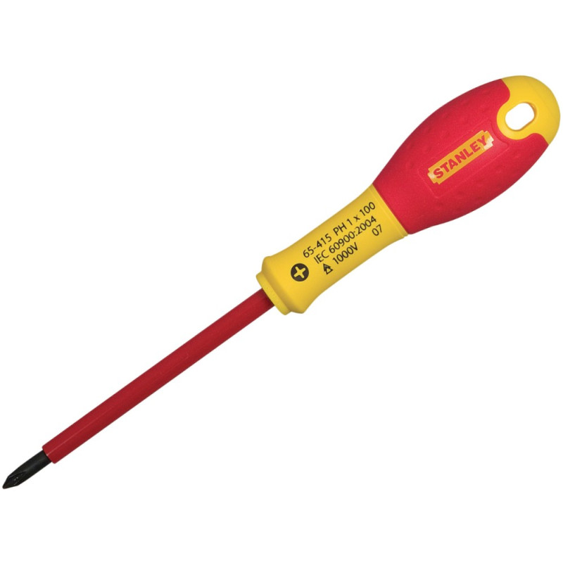 Stanley Fatmax Insulated Screwdriver VDE PH1x100 mm, 1000V Stanley Fatmax Insulated Screwdriver VDE PH1x100 mm, 1000V