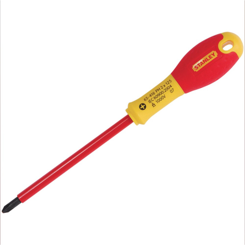 Stanley Fatmax Insulated Screwdriver VDE PH2x125 mm, 1000V Stanley Fatmax Insulated Screwdriver VDE PH2x125 mm, 1000V