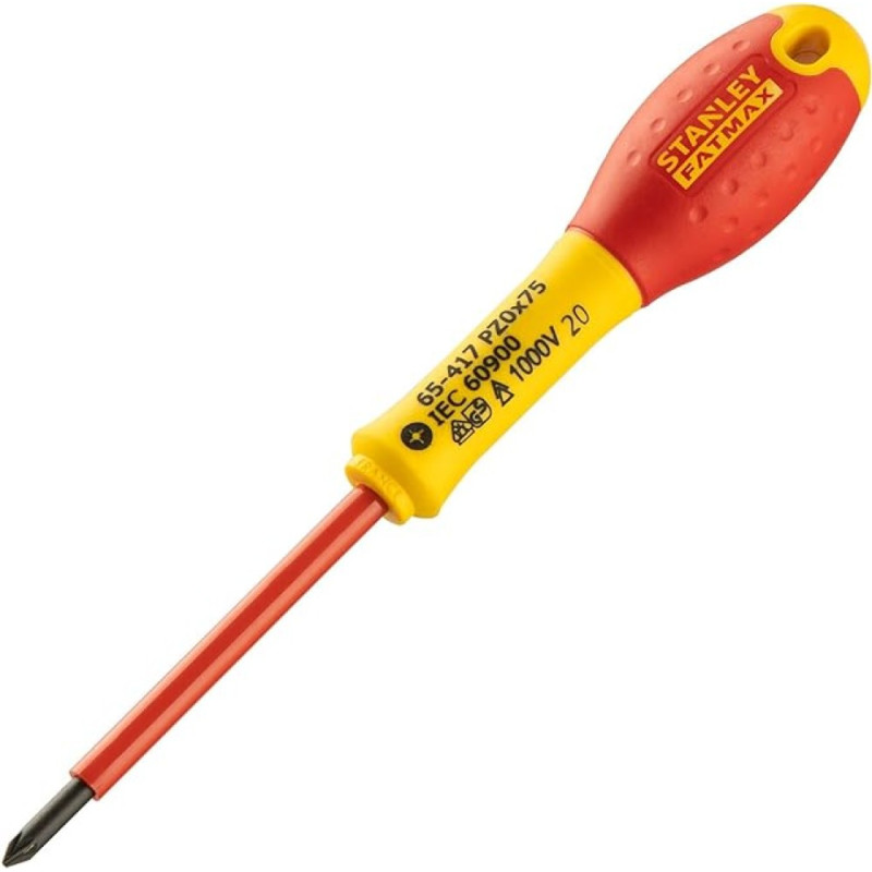 Stanley Fatmax Insulated Screwdriver VDE PZ0x75 mm, 1000V Stanley Fatmax Insulated Screwdriver VDE PZ0x75 mm, 1000V