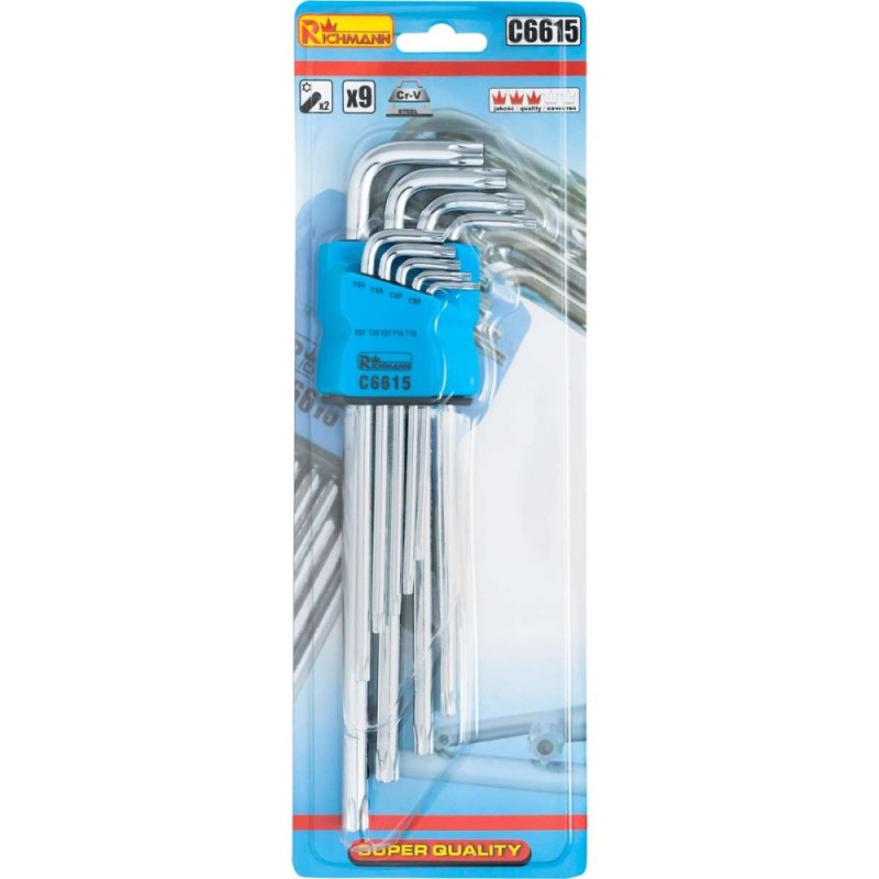 TORX KEYS "CORONA" T10-T50, EXTRA LONG, 9 PCS TORX KEYS "CORONA" T10-T50, EXTRA LONG, 9 PCS