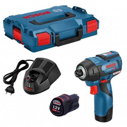 Bosch GDR 12V-110 bezvadu trieciena draivera komplekts, 12 V, 2 x 3,0 Ah, lādētājs + korpuss